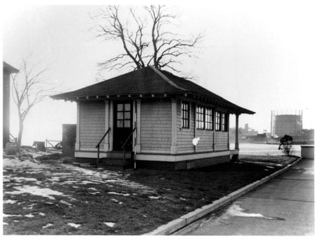 Close-up exterior photograph showing architectural details of Mary Mallon isolation cottage